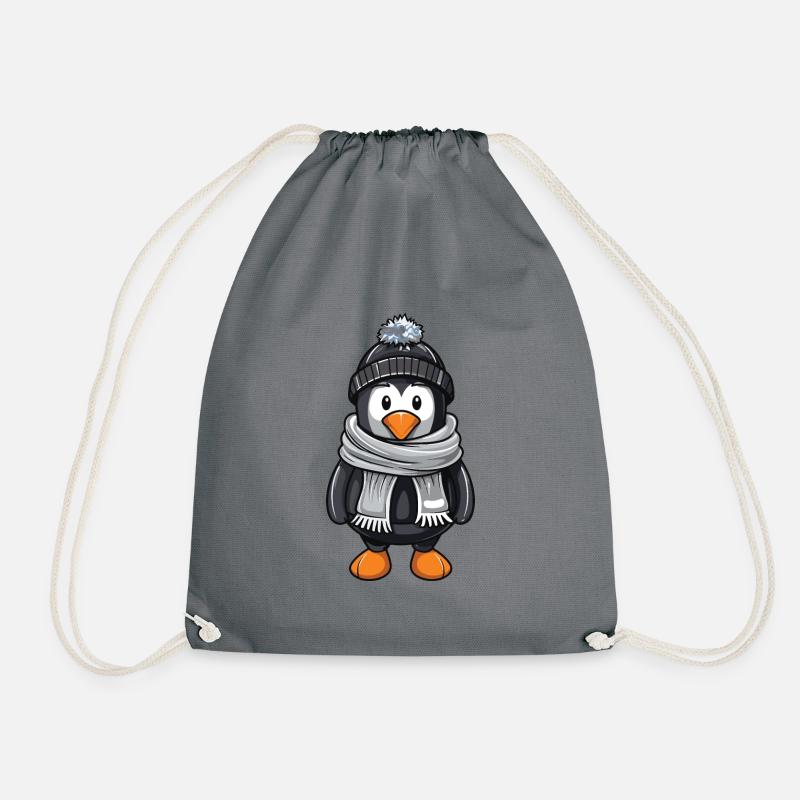 Pinguin Winter Comic - Turnbeutel - Grau
