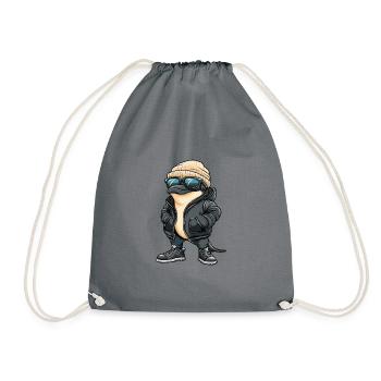 Dolphin Cool Comic - Drawstring Bag - grey - Front