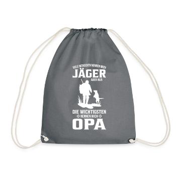 Jäger Opa Großvater Jagd Jagen Jagdhund Geschenk - Turnbeutel - Grau - Vorne