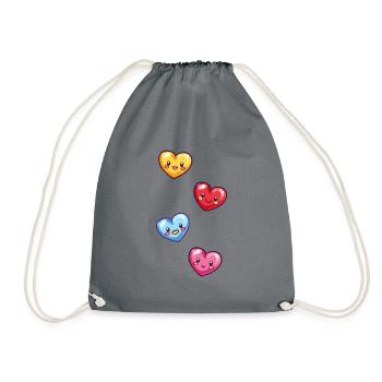 Colorful Hearts Symbol Heart - Drawstring Bag - grey - Front
