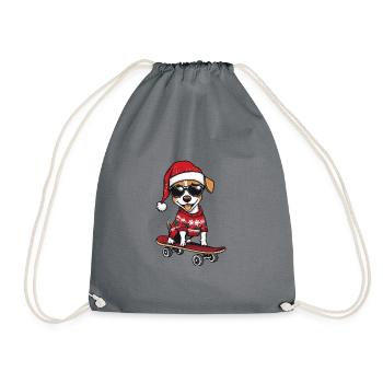 Jack Russell Terrier Chien Noël Skateboard - Sac de sport léger - gris - Devant