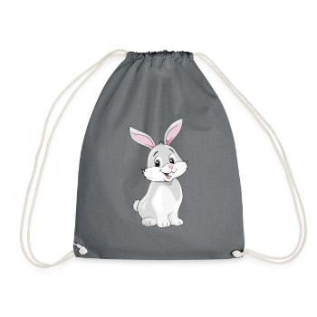 Cute smiling rabbit - Drawstring Bag - grey - Front