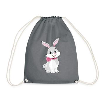 Mignon lapin souriant heureux - Sac de sport léger - gris - Devant