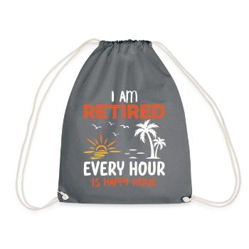 In retirement and enjoy every hour, retirement - Drawstring Bag - grey - Front