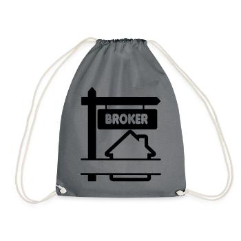Logo Broker mit Text BROKER - Turnbeutel - Grau - Vorne