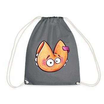 fortune cookie monster with tongue - Turnbeutel - Grau - Vorne