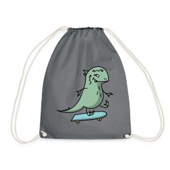 Skateboard Dino - Turnbeutel - Grau - Vorne