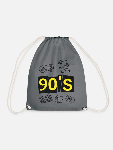 90er Jahre Retro Neunziger 90's Geschenk Party - Turnbeutel - Grau
