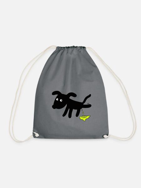 Dog pees dogs - Drawstring Bag - grey