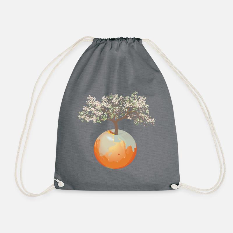 Earth - apple tree - Drawstring Bag - grey