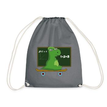 Dino teacher skateboard nerd - Drawstring Bag - grey - Front
