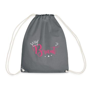 Braut Bride to be Krone Sterne Pink JGA - Turnbeutel - Grau - Vorne