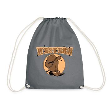 Western Cowboy Cowboy Cowboy Hat - Drawstring Bag - grey - Front