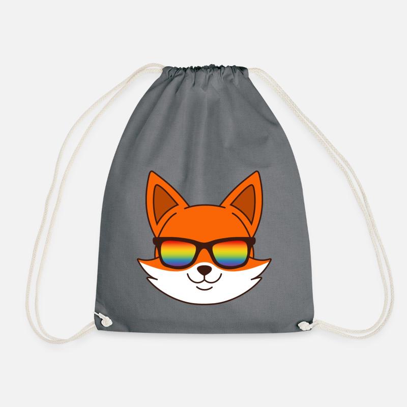 Fuchs mit Regenbogen Sonnenbrille - Turnbeutel - Grau