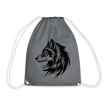 Wolf Kopf Silhouette - Turnbeutel - Grau - Vorne