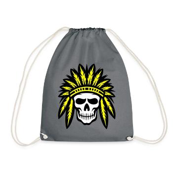 Apache Indian Chief Skull - Drawstring Bag - grey - Front