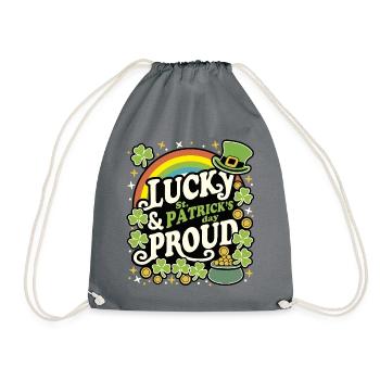 Lucky and Proud ST PATRICK - Drawstring Bag - grey - Front