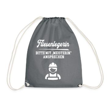 Fliesenlegerin Meisterin Fliesenlegermeisterin - Turnbeutel - Grau - Vorne