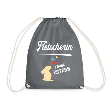 Fleischerin Frohe Ostern Ostergeschenk Fleischerei - Turnbeutel - Grau - Vorne