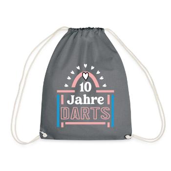 Darts Jubiläum 10 Jahre Trainerin Dart Spielerin - Turnbeutel - Grau - Vorne