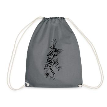 tiger - Drawstring Bag - grey - Front