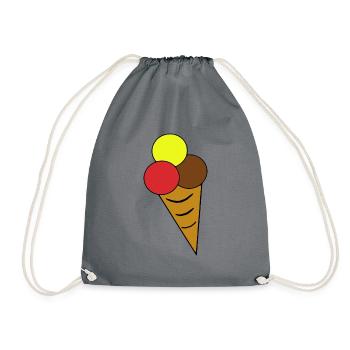 Eistüte Eiskreme Eiswaffel - Turnbeutel - Grau - Vorne