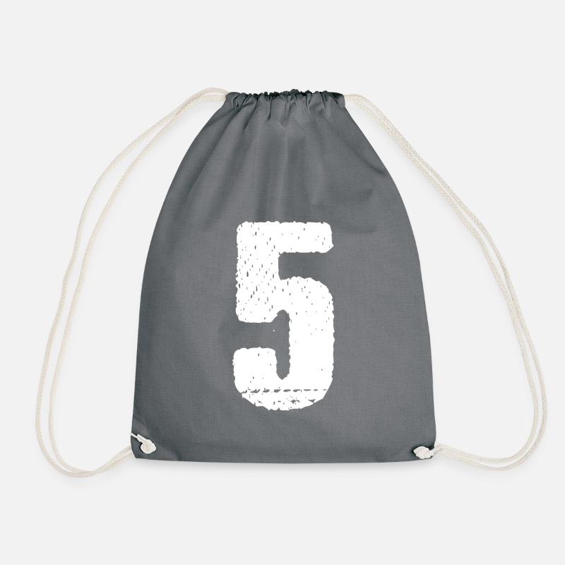5 Zahl Trikot - Turnbeutel - Grau