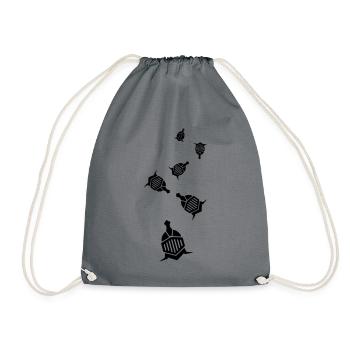Knight Helmet - Drawstring Bag - grey - Front