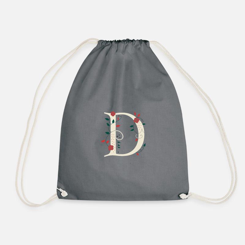Buchstabe D Monogramm Retro - Turnbeutel - Grau