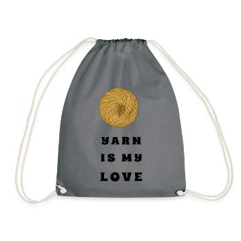 Yarn Is My Love – Crochet & Knitting - Drawstring Bag - grey - Front