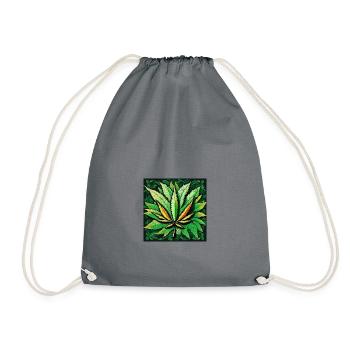 Cannabisblatt - Turnbeutel - Grau - Vorne