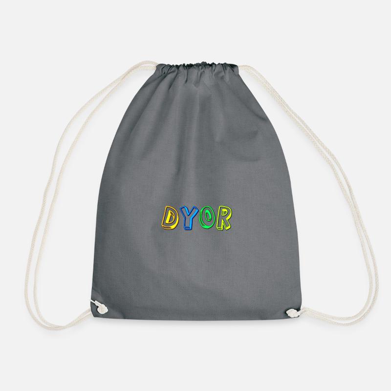 dyor yellow blue - Drawstring Bag - grey