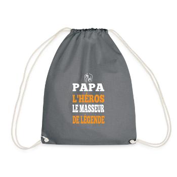 Papa l'héros le masseur de légende t-shirt - Sac de sport léger - gris - Devant