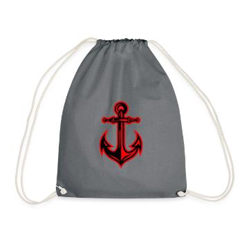 Anchor Icon - Drawstring Bag - grey - Front