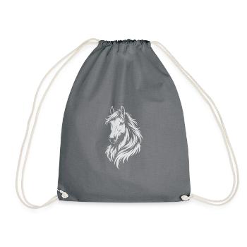 Elegantes Pferd im Tribal Line Art Stil - Turnbeutel - Grau - Vorne