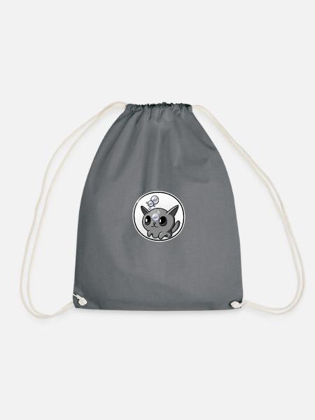 Soap Bubbles Cat - Drawstring Bag - grey