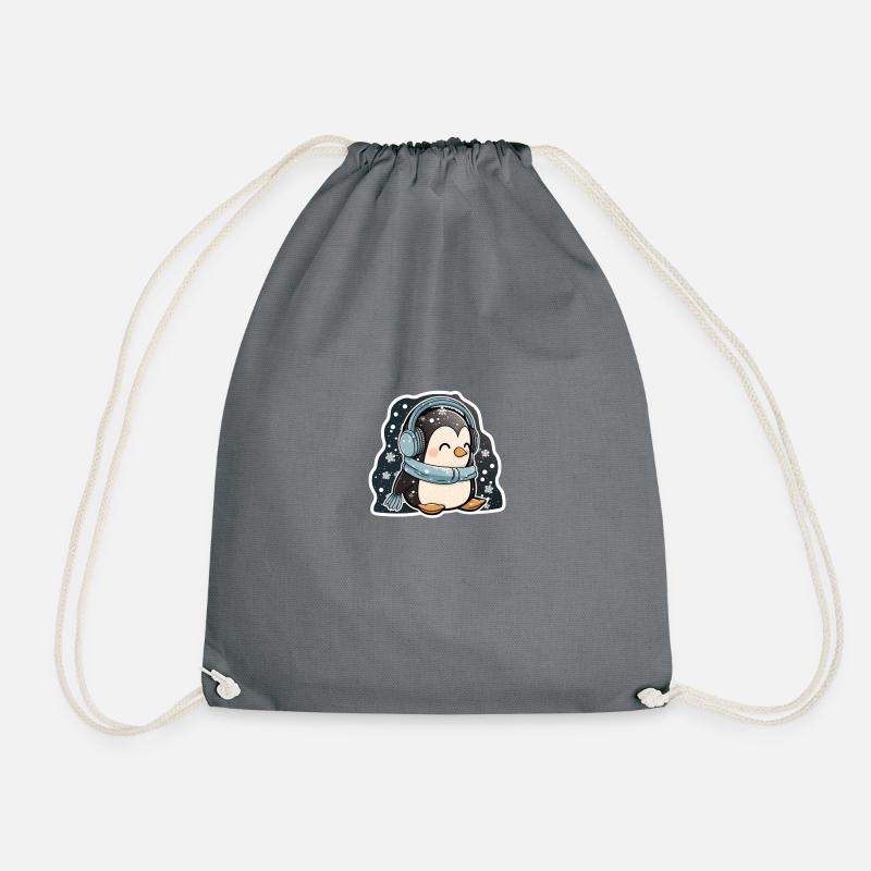 Cute Little Pinguin with snowflakes sitting - Turnbeutel - Grau
