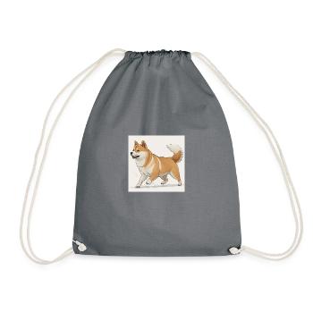 Shiba Inu Dog Cartoon - Turnbeutel - Grau - Vorne