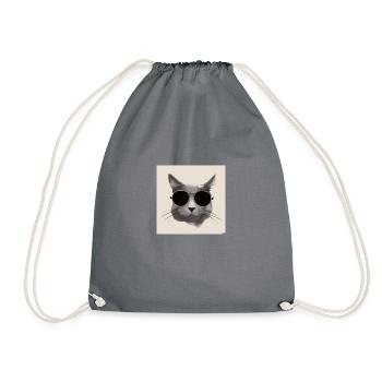 Katze mit Sonnenbrille - Turnbeutel - Grau - Vorne