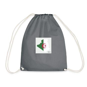 Algeria Flag, Map - Drawstring Bag - grey - Front