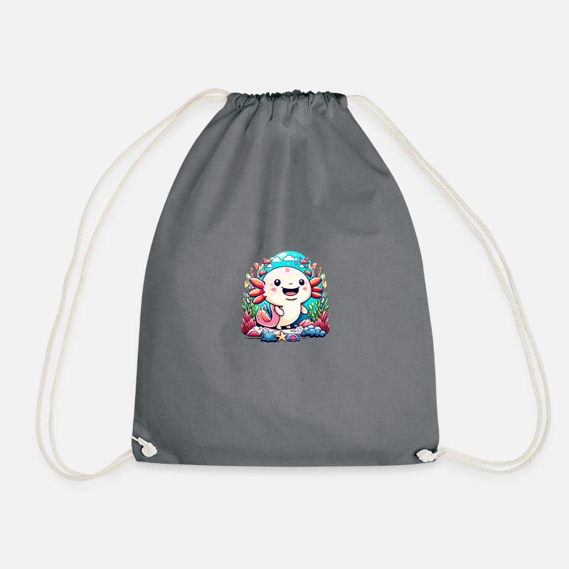 Axolotl Chibi - Turnbeutel - Grau