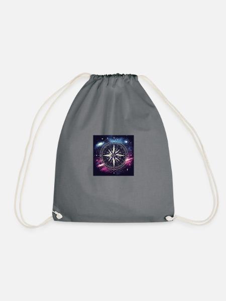 Galactic Compass Rose - Drawstring Bag - grey