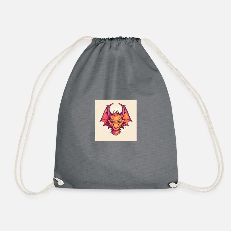 Red Cartoon Dragon - Drawstring Bag - grey