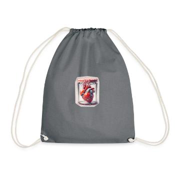 Bionic Heart Origamy - Drawstring Bag - grey - Front