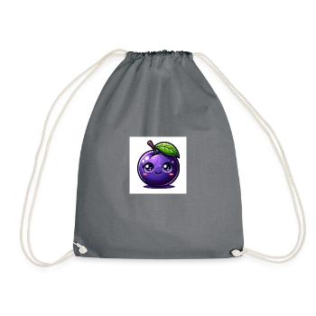 Plum purple - Drawstring Bag - grey - Front