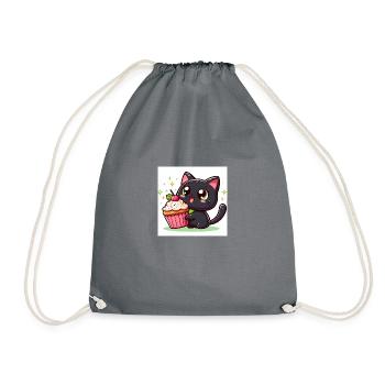 Sweet Kitty Noir avec Grand Cupcake Rose - Sac de sport léger - gris - Devant