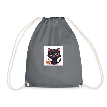 Sweet Kitty Black avec Cupcake et Grands Yeux - Sac de sport léger - gris - Devant