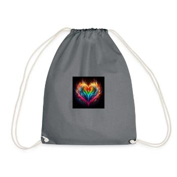 Rainbow fire heart flames - Drawstring Bag - grey - Front
