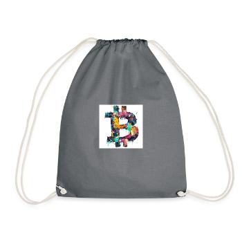 BTC Logo Colorful Bitcoin Art Color Crypto - Drawstring Bag - grey - Front