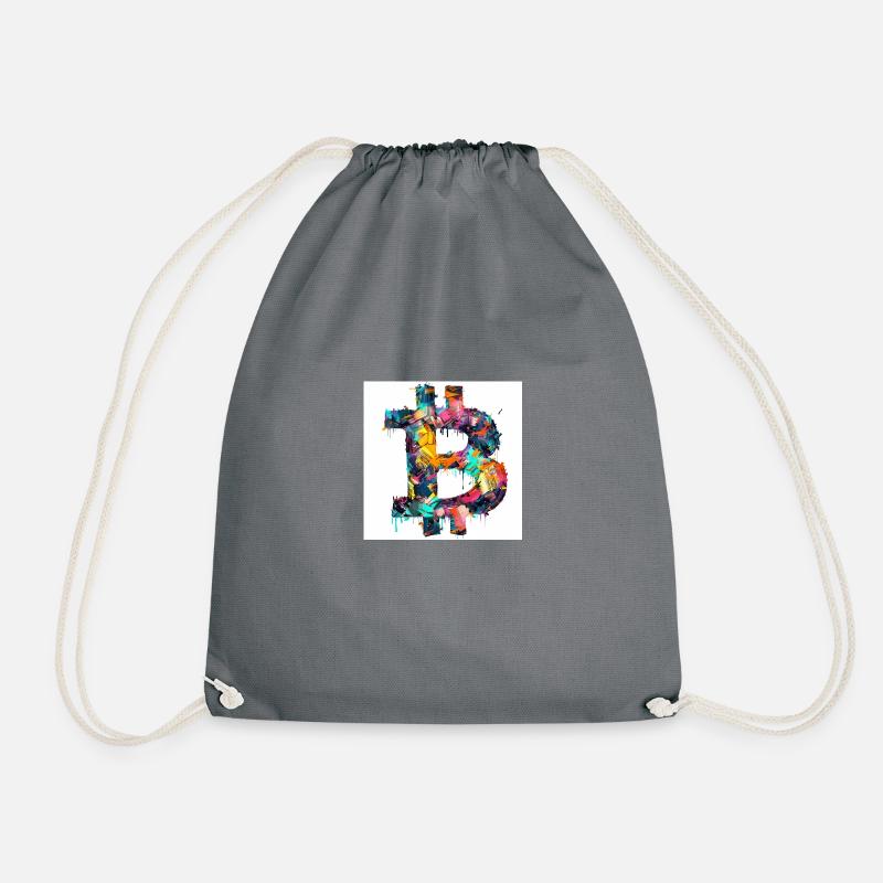 BTC Logo bunt Bitcoin kunst farbe Crypto - Turnbeutel - Grau